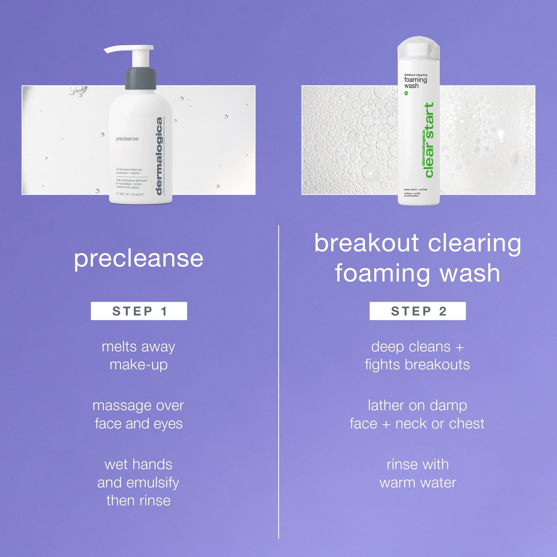 acne clearing double cleanse set steps