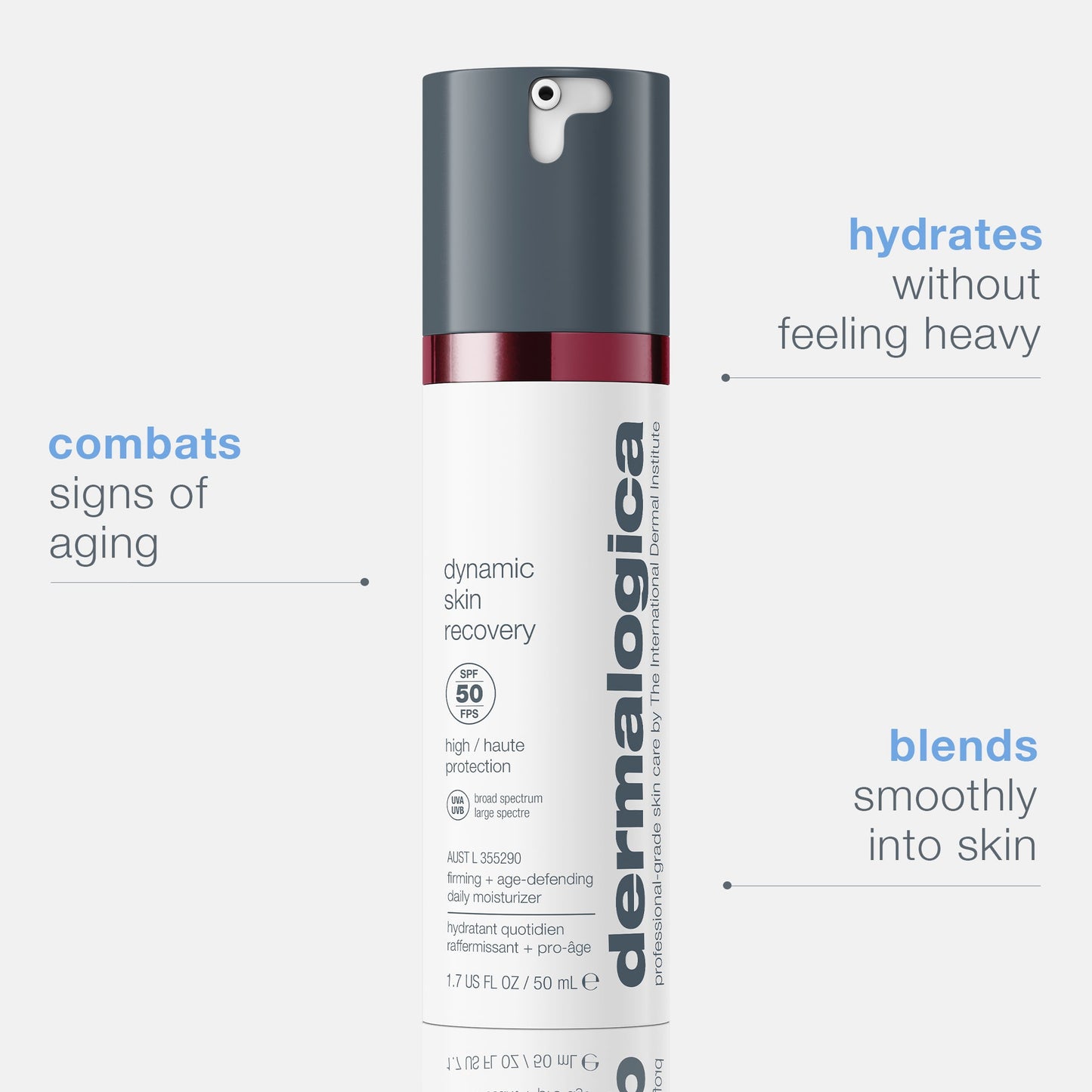 dynamic skin recovery spf50 bottle with benefits