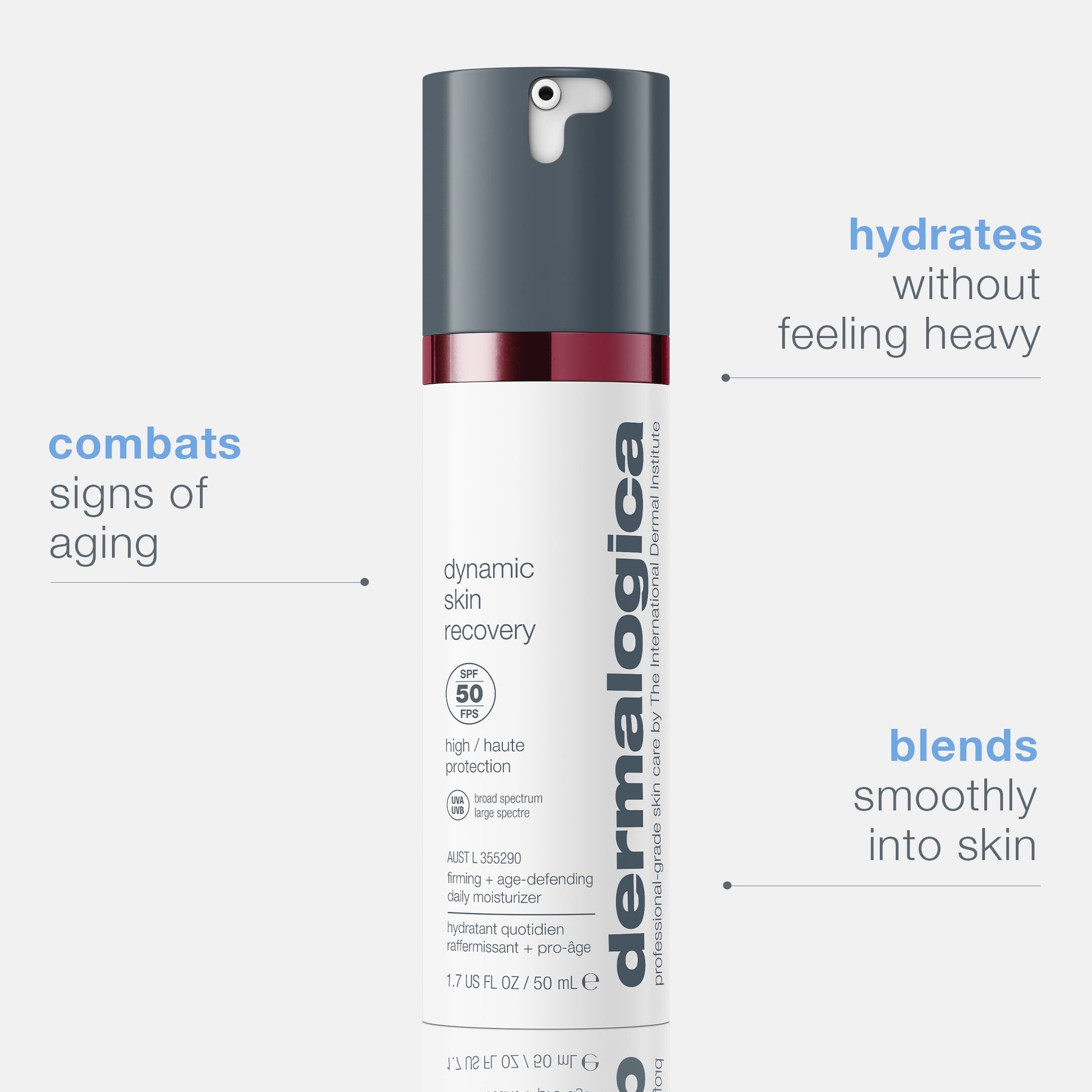 dynamic skin recovery spf50 bottle with benefits