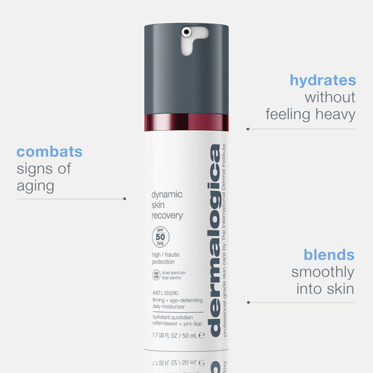 dynamic skin recovery spf50 bottle with benefits