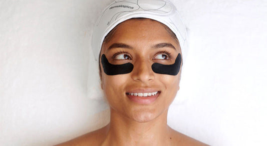woman with eye patches under eyes