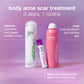 body acne scar treatment breakout clearing foaming wash, breakout clearing booster, clarifying bacne spray