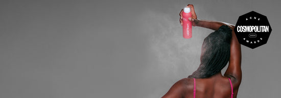 model with bacne spray