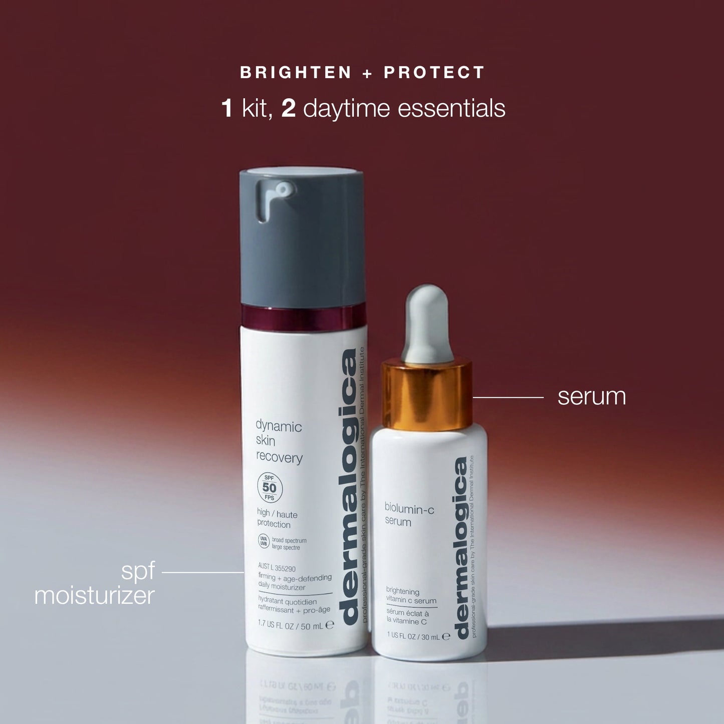 brighten and protect. 1 kit, 2 daytime essentials 