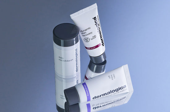 daily microfoliant, dynamic skin recovery spf50, and calm water gel