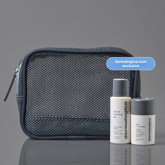 welcome bag, special cleansing gel, and daily microfoliant