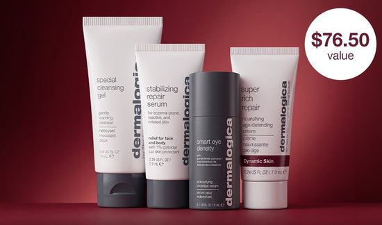special cleansing gel, stabilizing repar serum, smart eye density, and super rich repair minis