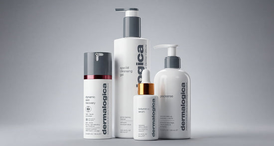 dynamic skin recovery spf50, special cleansing gel, biolumin-c serum, and precleanse jumbos