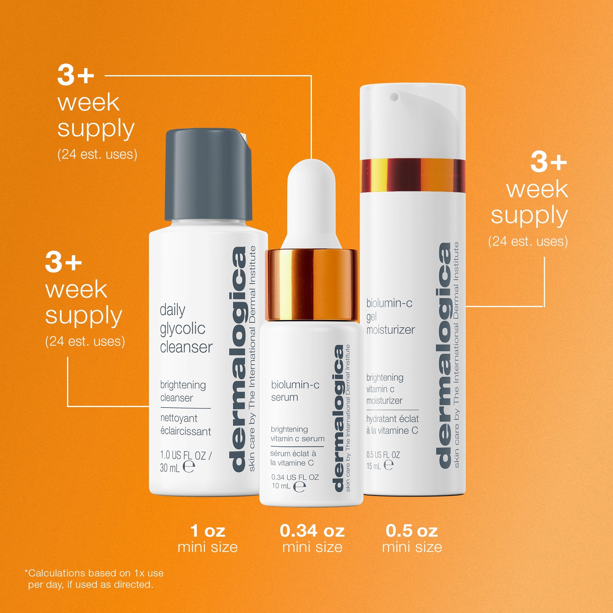 ダーマロジカ バイオルミンCキット Daily Brightness Boosters Kit, Brightening Vitamin-C Travel Kit