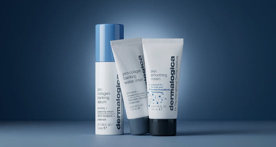pro-collagen banking serum, pro-collagen water cream, and skin smoothing cream minis