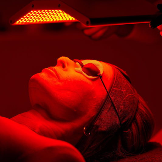 model receiving skin treatment