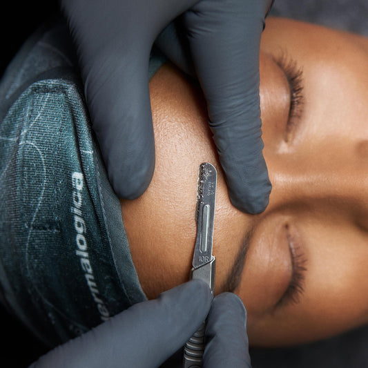 model receiving skin treatment