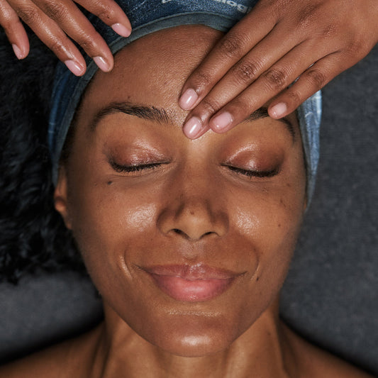 model receiving skin treatment