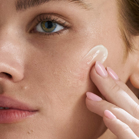 Dermalogica powerbright overnight cream bottle with text highlighting product benefits on a white background