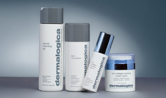 special cleansing gel, daily microfoliant, pro-collagen banking serum, pro-collagen banking water cream