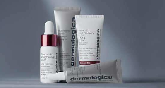 dynamic skin strengthening serum. multivitamin power recovery masque, dynamic skin recovery spf50, and multivitamin power firm
