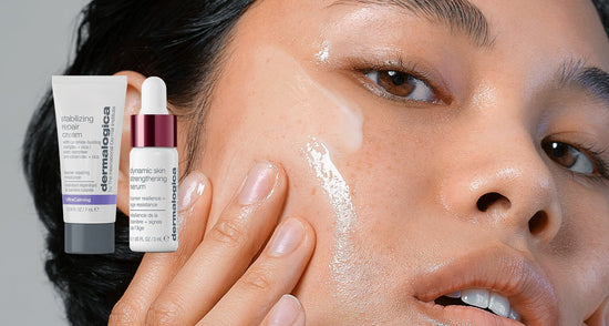 stabilizing repair cream and dynamic skin strengthening serum and model