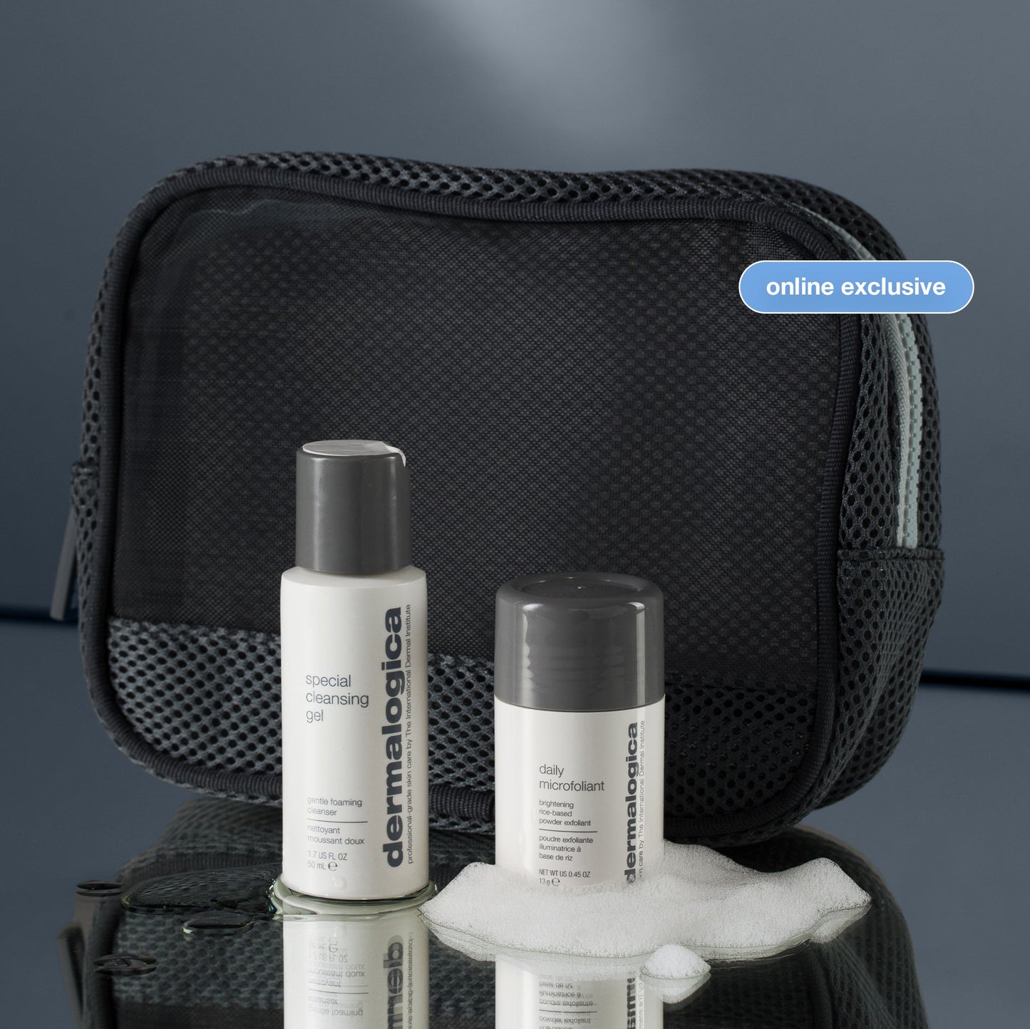 bag with special cleansing gel and daily microfoliant 
