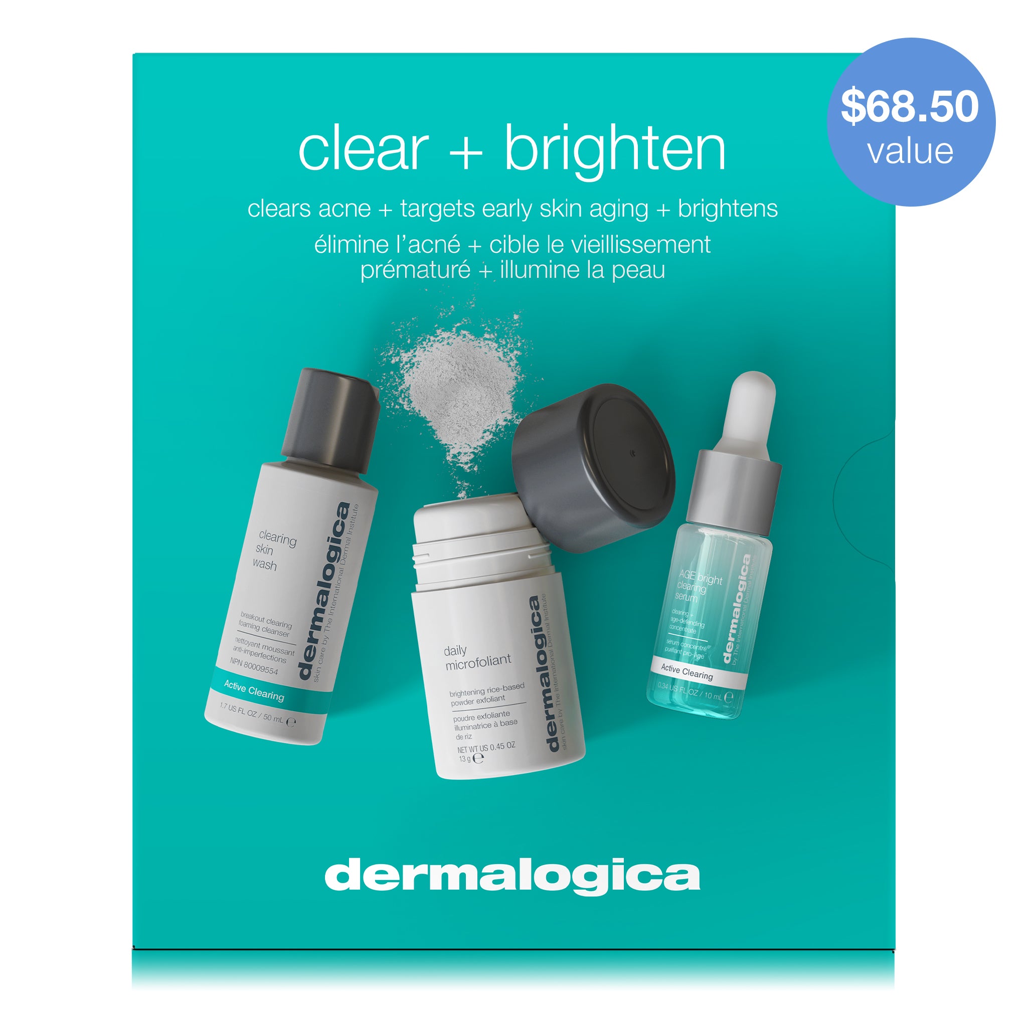 Clear and Brighten Kit for Acne and Skin Aging, Travel Kit