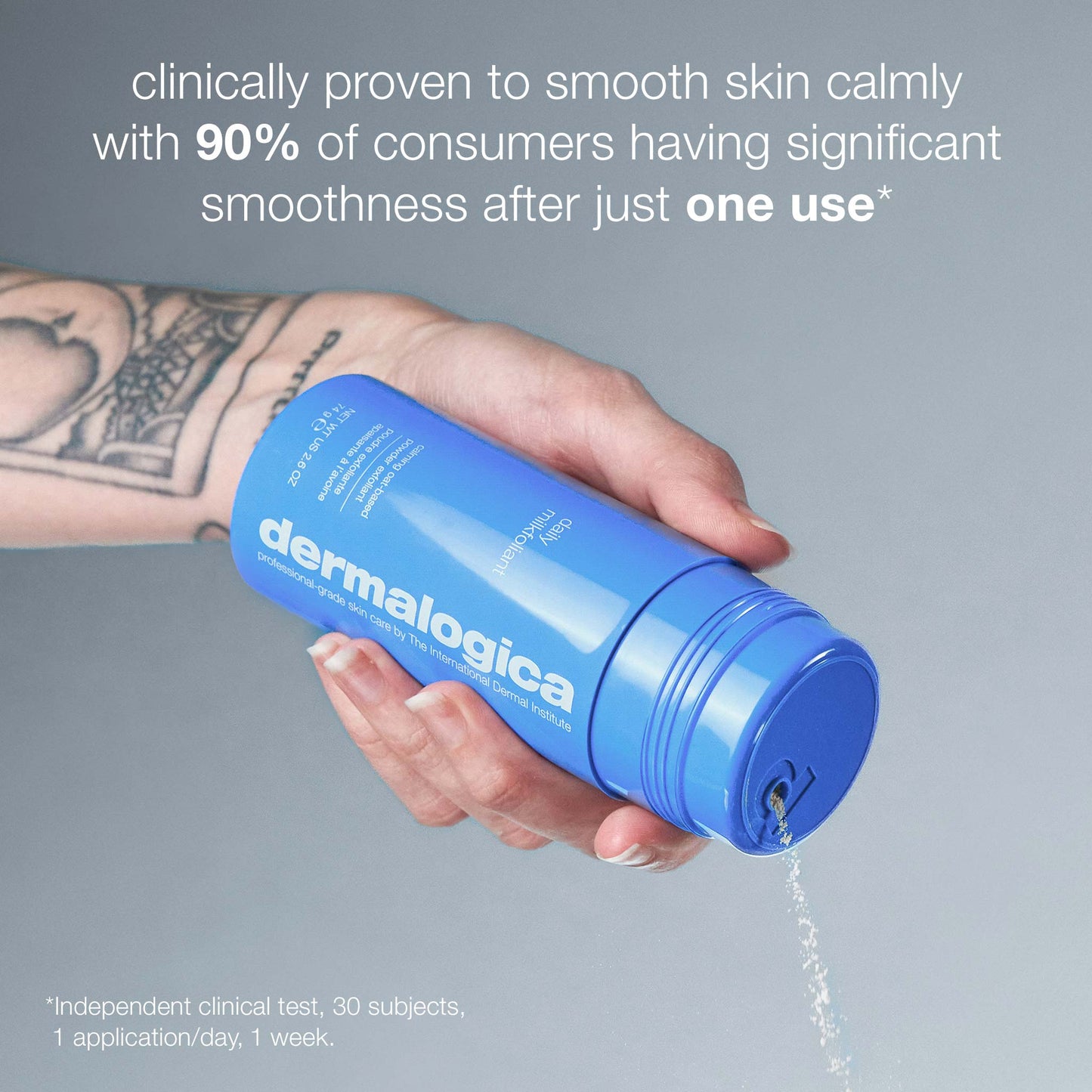 daily milkfoliant claim- clinically proven to smooth skin calmly with 90% of consumers having significant smoothness after just one use*