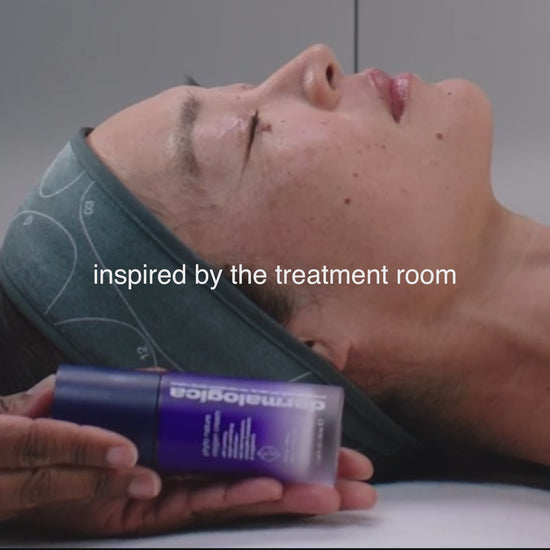 Text: inspired by the treatment room. Woman receiving facial treatment. Phyto Nature Oxygen Cream being rubbed into her face. 