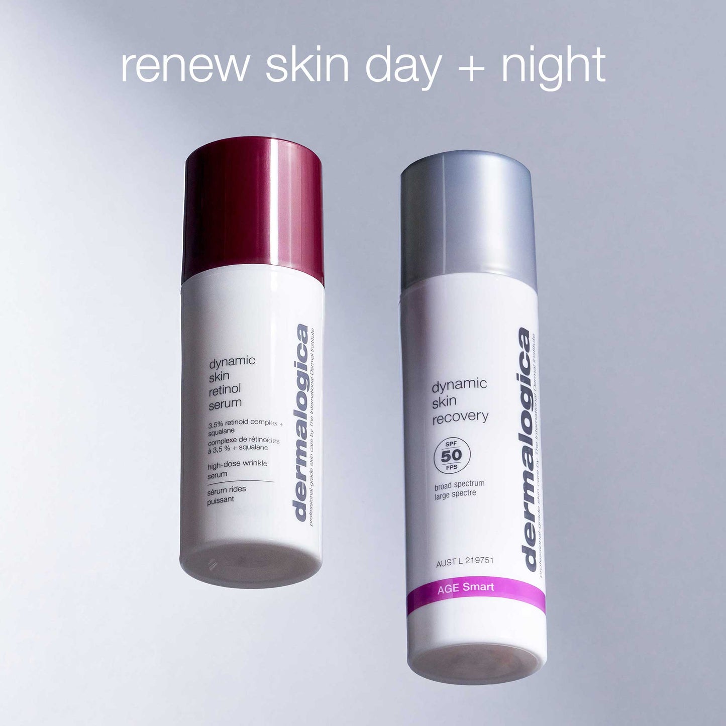 dynamic skin retinol serum and dynamic skin recovery spf50