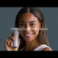 Text, melting moisture masque. Woman smiling and holding melting moisture masque. Text, extreme moisture for dry skin. Text, after cleansing. Woman wiping face down with towel. Text, dispense pea-size amount onto fingers. Hand dispensing melting moisture masque onto fingertips. Text, massage onto skin. Woman massaging product into skin. Text, leave on. Text, use 1-2 times a week. Text, to transform dry, dull skin into nourished, healthy-looking skin. Dermalogica logo. 