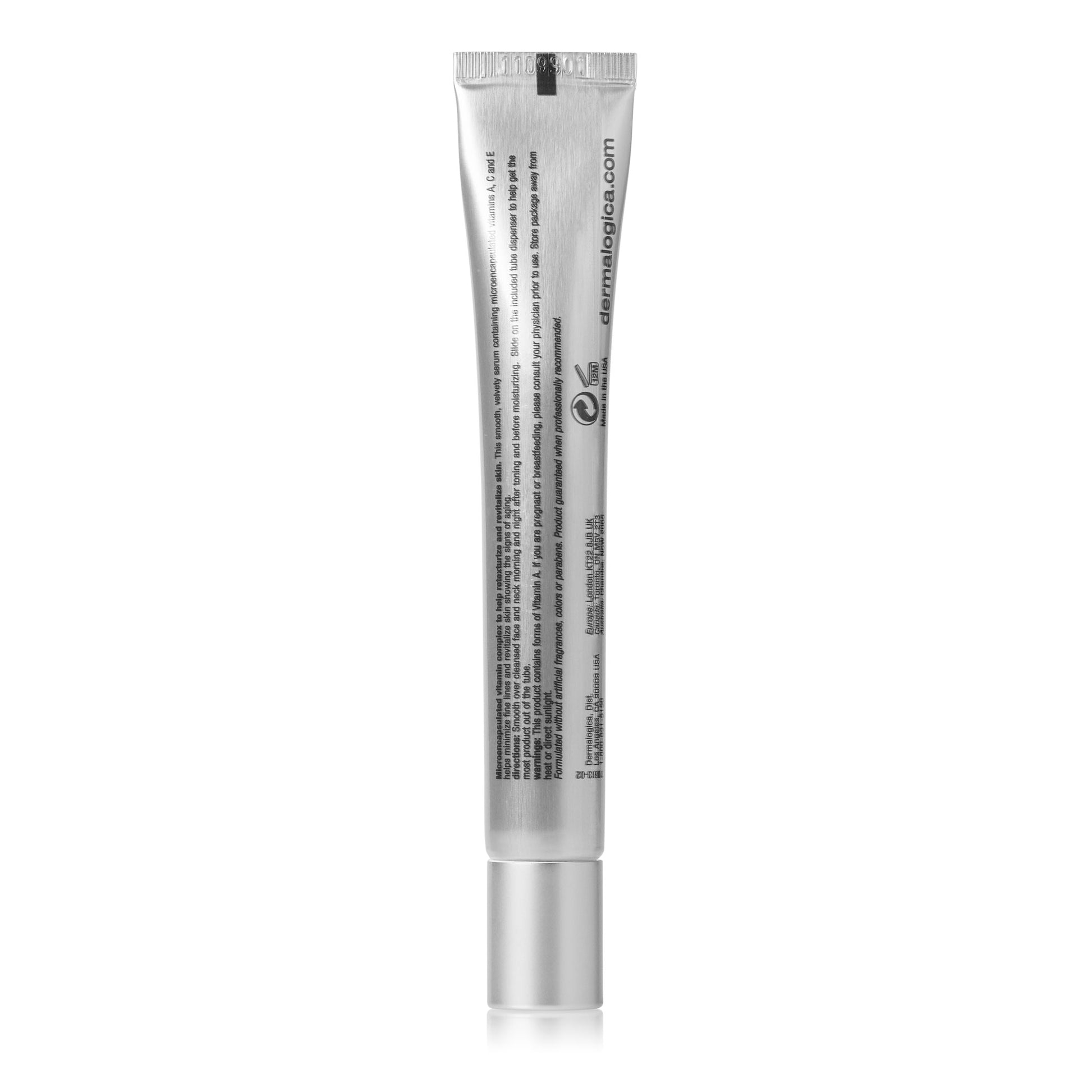 multivitamin power serum back of tube